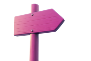 Pink wooden arrow signpost pointing right isolated on transparent background. Useful for navigation, direction, and signage concepts. png