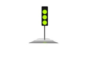 Green traffic light isolated on transparent background. symbolizing go, permission, and safety at intersections and crosswalks. png