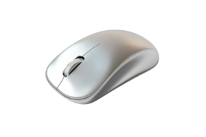 Sleek white wireless computer mouse on a transparent background. modern and ergonomic design, ideal for office and home use. png