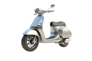Sleek silver scooter isolated on transparent background. modern motorbike design perfect for urban commuting and transportation. png