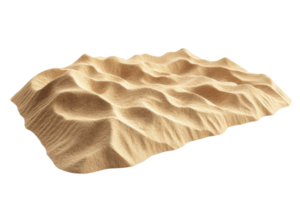 Detailed 3D illustration of a sandy desert terrain with realistic dunes and textured surface, perfect for backgrounds and educational purposes. png