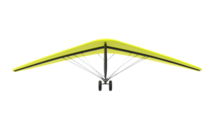 A bright, yellow hang glider isolated on a transparent background. showing the structure and minimalistic design of the gliding equipment. png