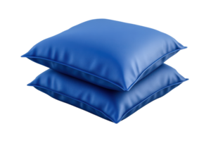 Two blue pillows stacked neatly, showcasing a soft and comfortable texture, ideal for home decor or bedding-related themes. png