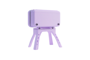 Modern purple robot with four legs, isolated on transparent background. Futuristic design perfect for tech and toy concepts. png