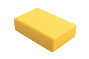 High-resolution image of a rectangular yellow eraser, isolated on a transparent background, perfect for educational and office concepts. png