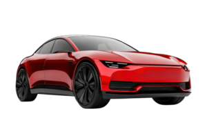 Sleek red sports car with modern design, showcasing luxury and high performance, isolated on a transparent background. png