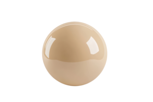 Glossy beige sphere isolated on transparent background. perfect for design and concept art, reflective and smooth surface. png