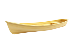 A wooden rowboat isolated on a transparent background. showcasing traditional craftsmanship in a pristine, elegant design. png