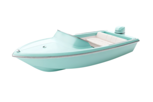 Elegant mint green motorboat isolated on a transparent background. Perfect for designers, bloggers, and enthusiasts seeking modern nautical imagery. png
