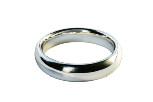 Elegant silver wedding band with a polished finish, perfect for a symbol of love and commitment. Isolated on a transparent background. png