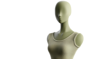 Minimalistic green mannequin torso against a transparent background. perfect for fashion design and retail display concepts. png