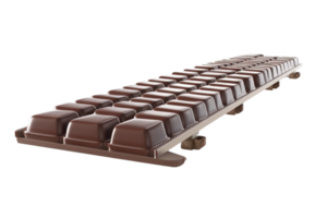 Close-up image of a long milk chocolate bar with individual squares, perfect for confectionery, sweets, and snack-related projects. png