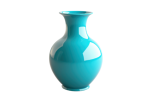Elegant turquoise ceramic vase with a glossy finish, ideal for home decor and flower arrangements. Adds a touch of sophistication to any space. png