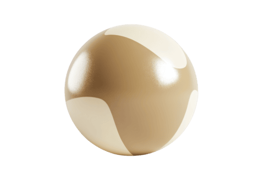 3d interpretazione di un' brillante, liscio sferico oggetto con beige e crema segmenti riflettendo leggero su un' trasparente sfondo. png
