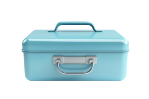A modern, sleek, and compact blue lunchbox with a handle on top. Perfect for storing and carrying meals conveniently. png