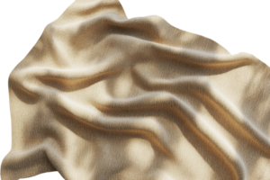 Soft, flowing beige fabric with intricate folds and shadows, creating a luxurious and elegant texture. png