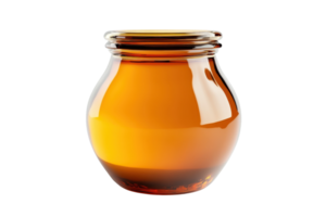 Close-up of a glass jar filled with amber-colored honey isolated on transparent background. Perfect for culinary, natural, and organic food themes. png