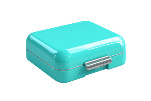 Türkis Brotdose mit ein glatt Design und metallisch Schließe, Ideal zum Tragen Mahlzeiten auf das gehen. perfekt zum arbeiten, Schule, oder Reise. png