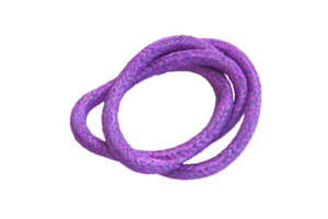 Purple braided rope isolated on a transparent background. perfect for crafting, climbing, or tying tasks, offering durability and versatility. png