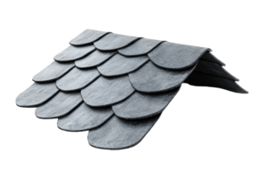 Gray roof shingles on a transparent background. showcasing the texture and overlay pattern, ideal for construction and architecture-related projects. png