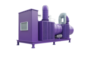 Industrial purple machine on transparent background. showcasing modern technology for manufacturing and engineering applications. png