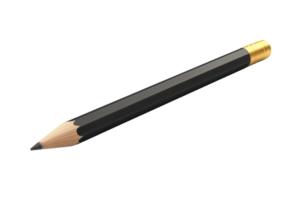 A black pencil with a golden eraser isolated on a transparent background. ideal for educational and creative purposes. png