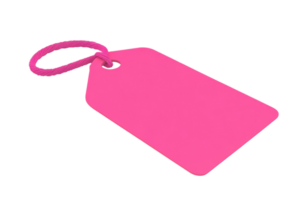 Bright pink blank luggage tag isolated on a transparent background. perfect for travel, identification, and organization needs. png