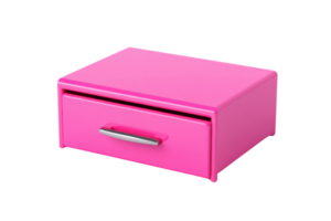 Bright pink modern storage drawer with a sleek silver handle, perfect for organizing small items in any room or office space. png
