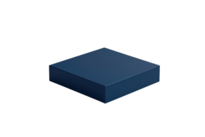 Minimalistic dark blue square box isolated on transparent background. perfect for packaging design, branding, and product presentations. png