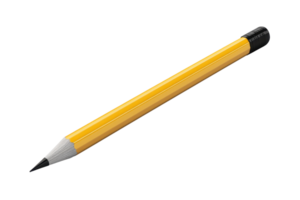 Yellow wooden pencil with black eraser isolated on a transparent background. perfect for educational and creative design projects. png