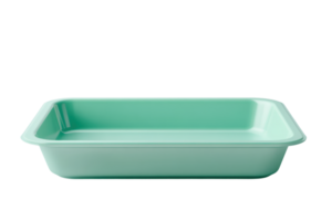 Green rectangular baking tray on a transparent background. perfect for baking, roasting, and serving various dishes, kitchen essential. png