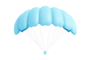 Light blue parachute with white suspension lines isolated on transparent background. Perfect for adventure, skydiving, and travel concepts. png