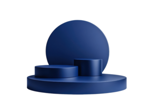 Modern abstract geometric shapes podium in blue, perfect for product display, minimalistic design, or creative backgrounds. png