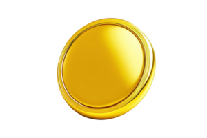 Shiny gold coin isolated on transparent background. symbolizing wealth and currency. Ideal for finance, investment, and economic themes. png