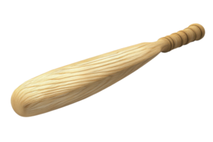 Wooden caveman club isolated on transparent background. Primitive weapon made from wood, showing a rustic and ancient design. png
