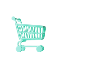 Minimalistic teal shopping cart isolated on a transparent background. Ideal for e-commerce and retail projects. png