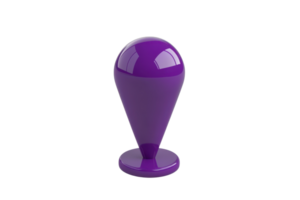 Glossy purple marker pin isolated on transparent background. perfect for location, pointer, and map-related designs. png