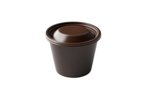 A high-quality image of a brown plastic coffee capsule isolated on a transparent background. perfect for stock photography and product representations. png
