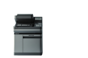 Modern multifunction office printer and copier on a transparent background. Ideal for business and productivity use in a professional environment. png