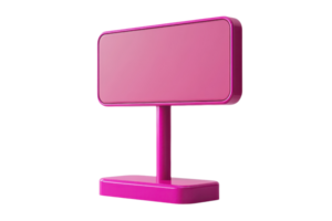 Modern pink blank signboard isolated on transparent background. Minimalist display design for advertising and branding. png