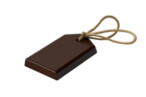 Elegant brown price tag with a rope string isolated on transparent background. perfect for product labeling or gift tagging. png