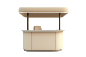 Modern empty kiosk with beige design, perfect for promotional events and exhibitions. Clean and polished look for professional displays. png