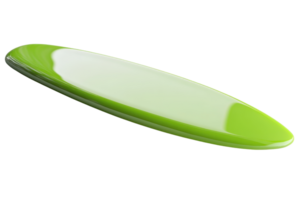 Green and white surfboard isolated on transparent background. ideal for surfing-related projects, beach themes, or sport activities. png