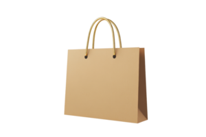 Minimalist beige shopping bag with handles isolated on transparent background. suitable for advertising and branding presentations. png