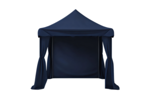 Navy blue pop-up canopy tent with open sides, perfect for outdoor events, markets, and shelter, isolated on a transparent background. png
