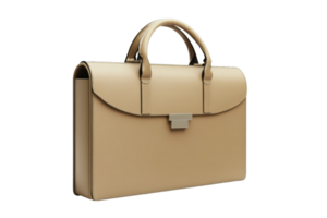 Elegant beige leather briefcase with sleek design and sturdy handles, perfect for business professionals and office use. png