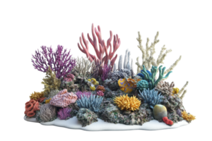 Colorful coral reef with diverse marine life, showcasing vibrant underwater ecosystem in a tropical ocean setting. png