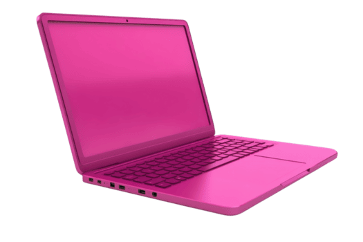rosado ordenador portátil computadora con teclado, pantalla abierto, aislado en transparente antecedentes. moderno tecnología dispositivo png