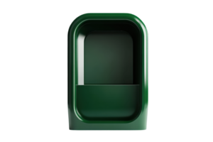 Green plastic box with rounded corners, modern minimalist design, isolated on transparent background. versatile storage container. png