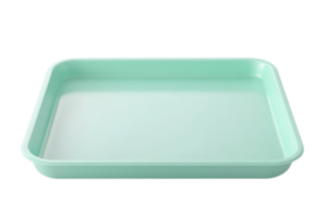 A mint green rectangular dish tray with rounded edges, ideal for organizing and serving food, isolated on transparent background. png